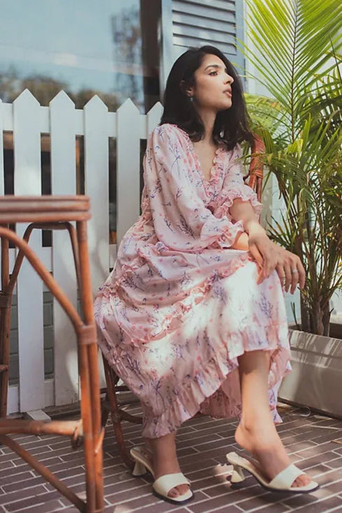 Floral Pink Midi Dress